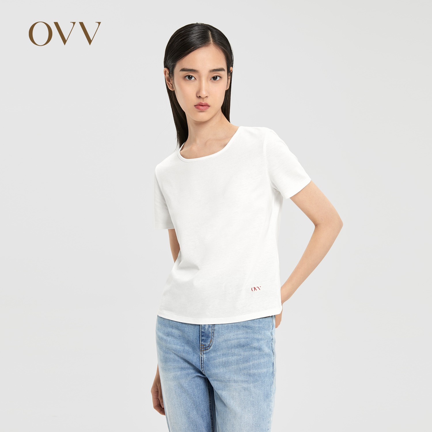 ovv春夏日本进口棉质面料ovvlogo修身短袖t恤女gntbj20003a$399.00